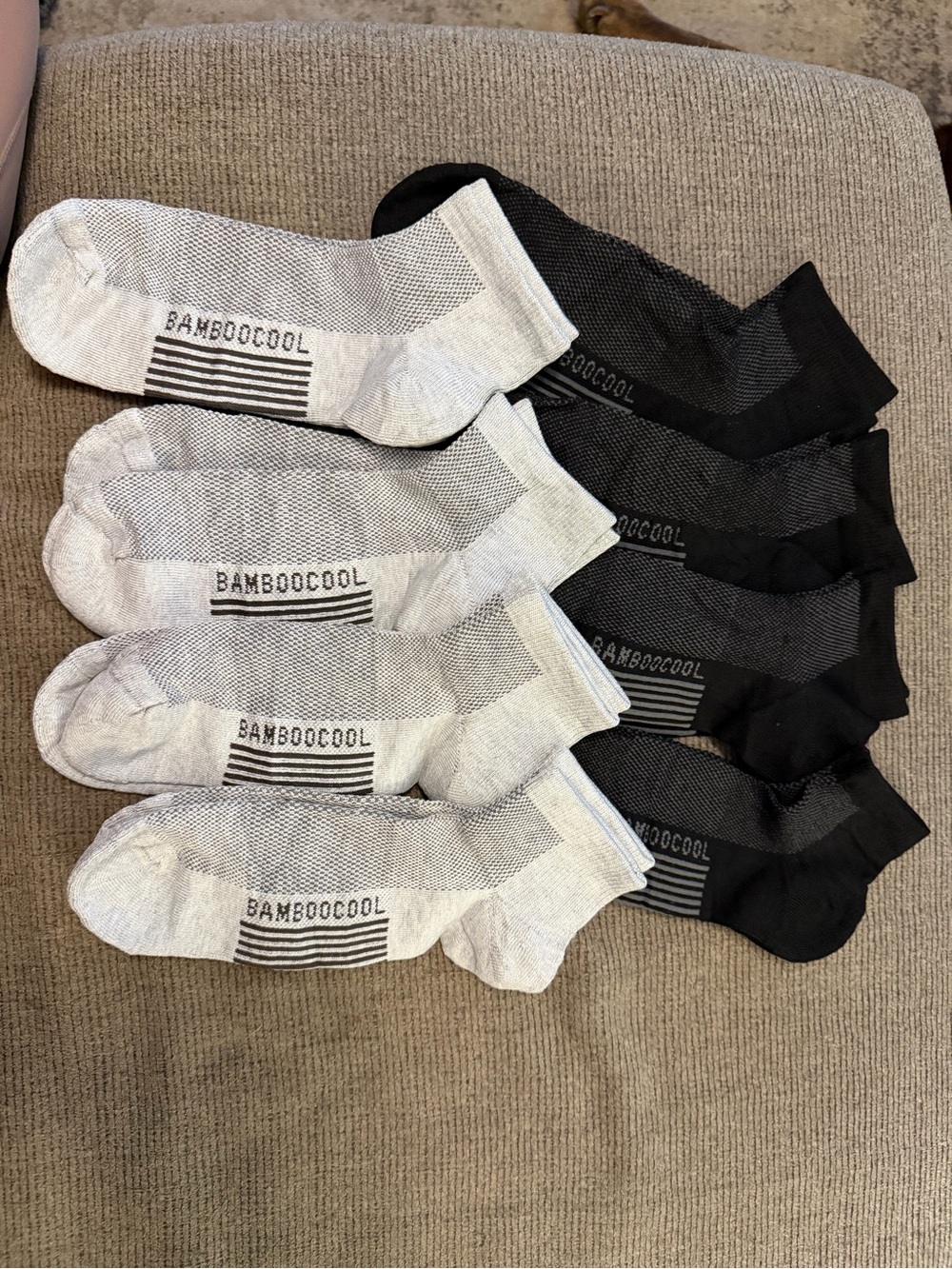BAMBOO Men's Low-Cut Athletic Socks - Black & Light Gray (6 Pack)
